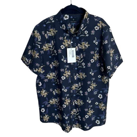 Men! NWT Vustra Tropical Floral Print Short-Sleeve Shirt Organic Cotton size XXL - Picture 2 of 7